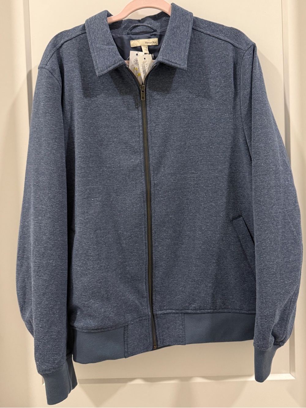 Hawker Rye Knit Harrington Jacket Lined  with Zip Front